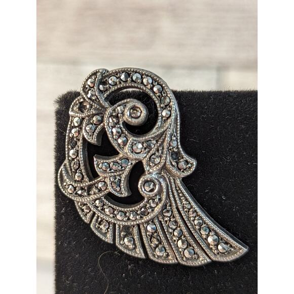 Marcasite earrings Posts Couple of Stones Missing see photos Art Deco - Picture 5 of 10